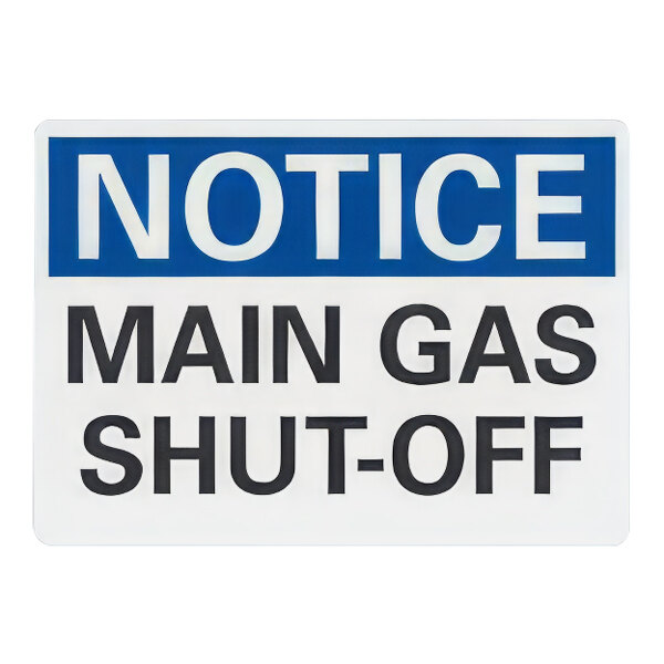 Lavex 10" x 7" Engineer-Grade Reflective Aluminum "Notice / Main Gas Shut-Off" Safety Sign