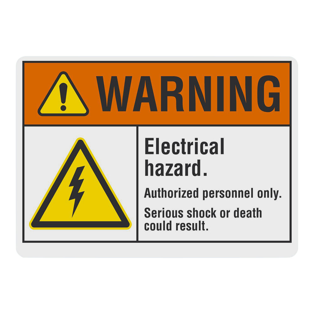 Lavex 10" x 7" Non-Reflective Adhesive Vinyl "Warning / Electrical Hazard / Authorized Personnel Only / Serious Shock Or Death Could Result" Safety Label