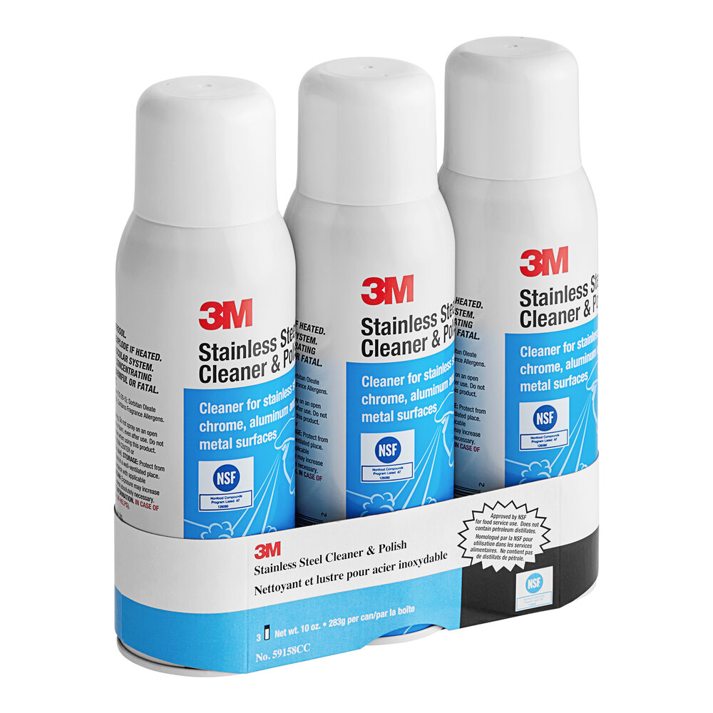 3M 59158CC 10 oz. Aerosol Stainless Steel / Metal Cleaner and Polish - 3/Pack