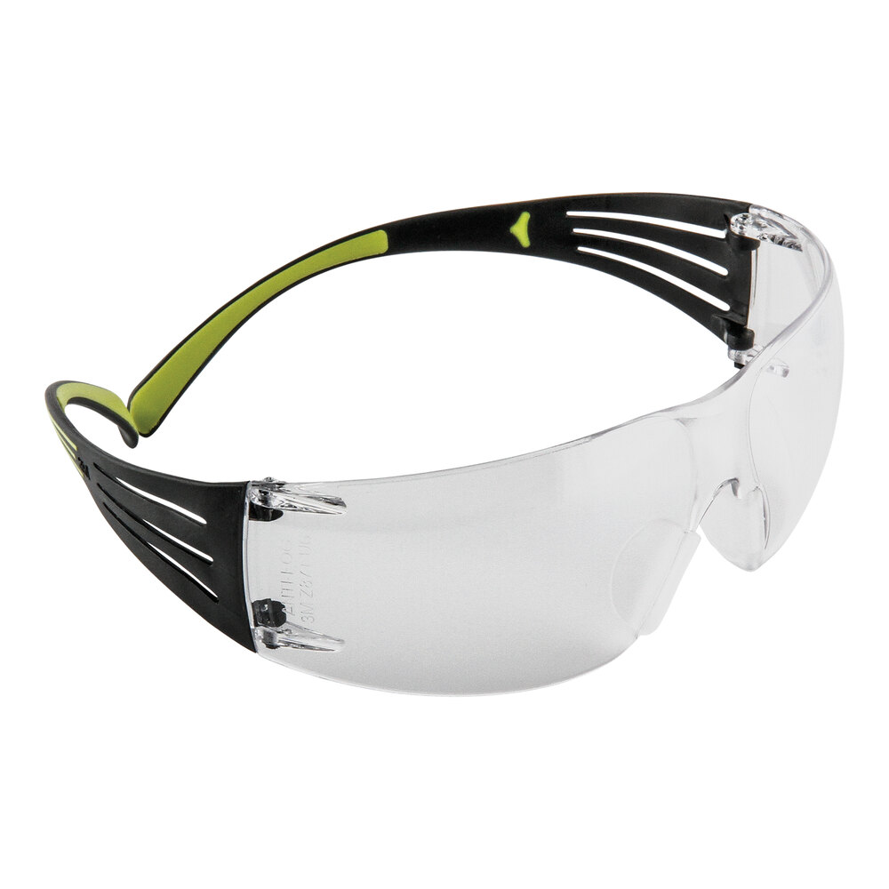 3M SecureFit™ 400 Series Scratch-Resistant Anti-Fog Safety Glasses with Black / Green Frame and Clear Lens 7100243523