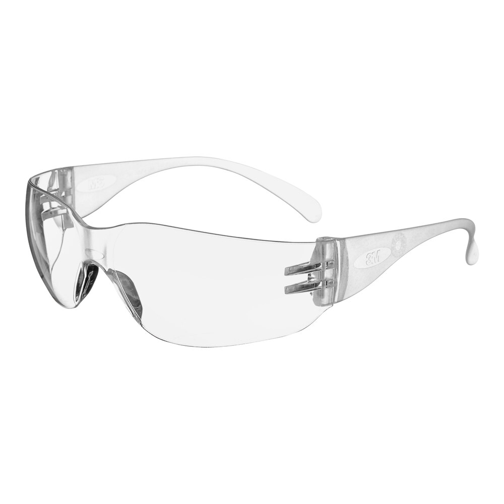 3M Scratch-Resistant Contoured Safety Glasses with Clear Frame and Clear Lens 7100227088 - 4/Pack