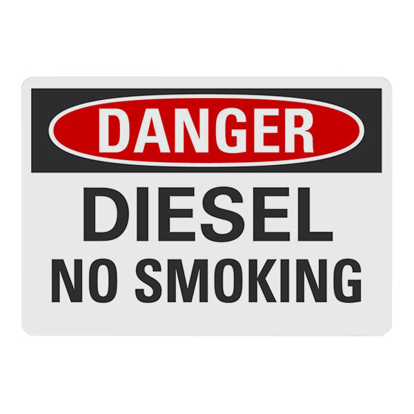 Lavex 10" x 7" Engineer-Grade Reflective Adhesive Vinyl "Danger / Diesel / No Smoking" Safety Label