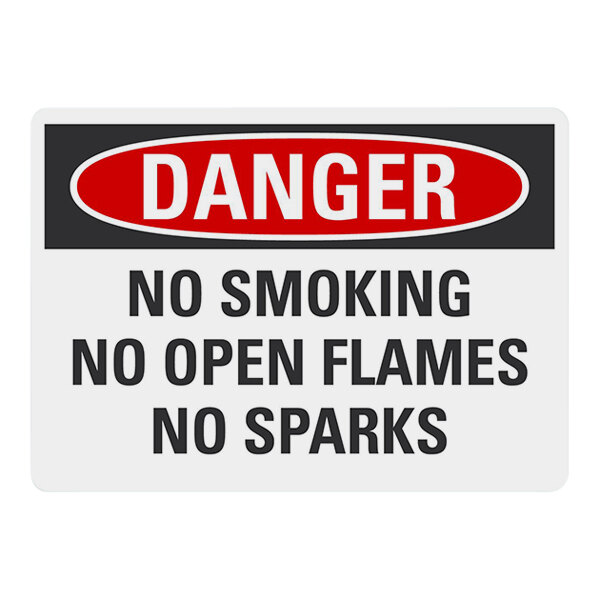 Lavex 10" x 7" Non-Reflective Plastic "Danger / No Smoking / No Open Flames / No Sparks" Safety Sign