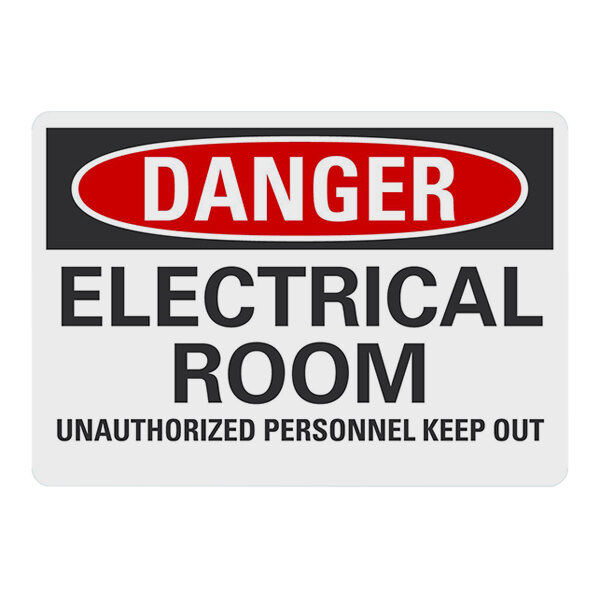 Lavex 10" x 7" Non-Reflective Plastic "Danger / Electrical Room / Unauthorized Personnel Keep Out" Safety Sign