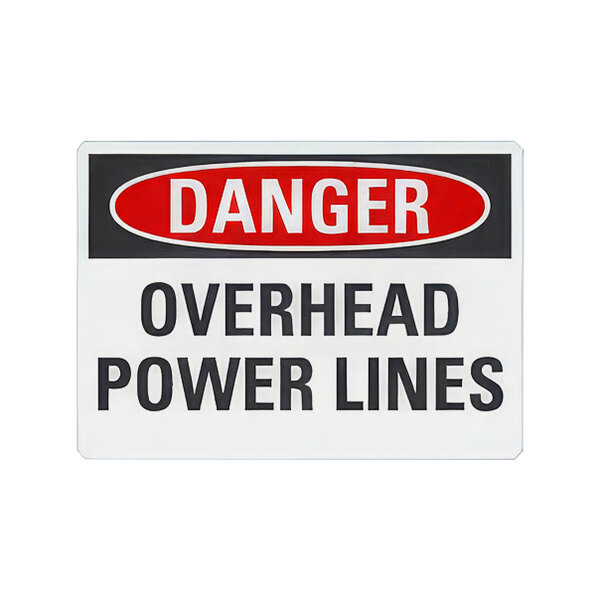 Lavex 10" x 7" Non-Reflective Plastic "Danger / Overhead Power Lines" Safety Sign