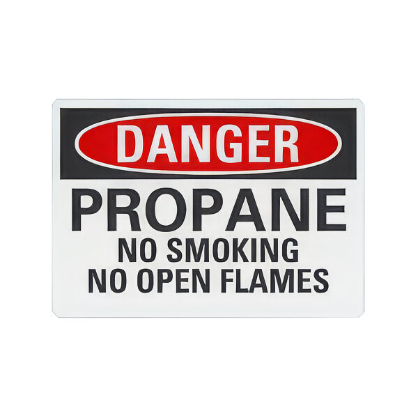 Lavex 10" x 7" Engineer-Grade Reflective Aluminum "Danger / Propane / No Smoking / No Open Flames" Safety Sign