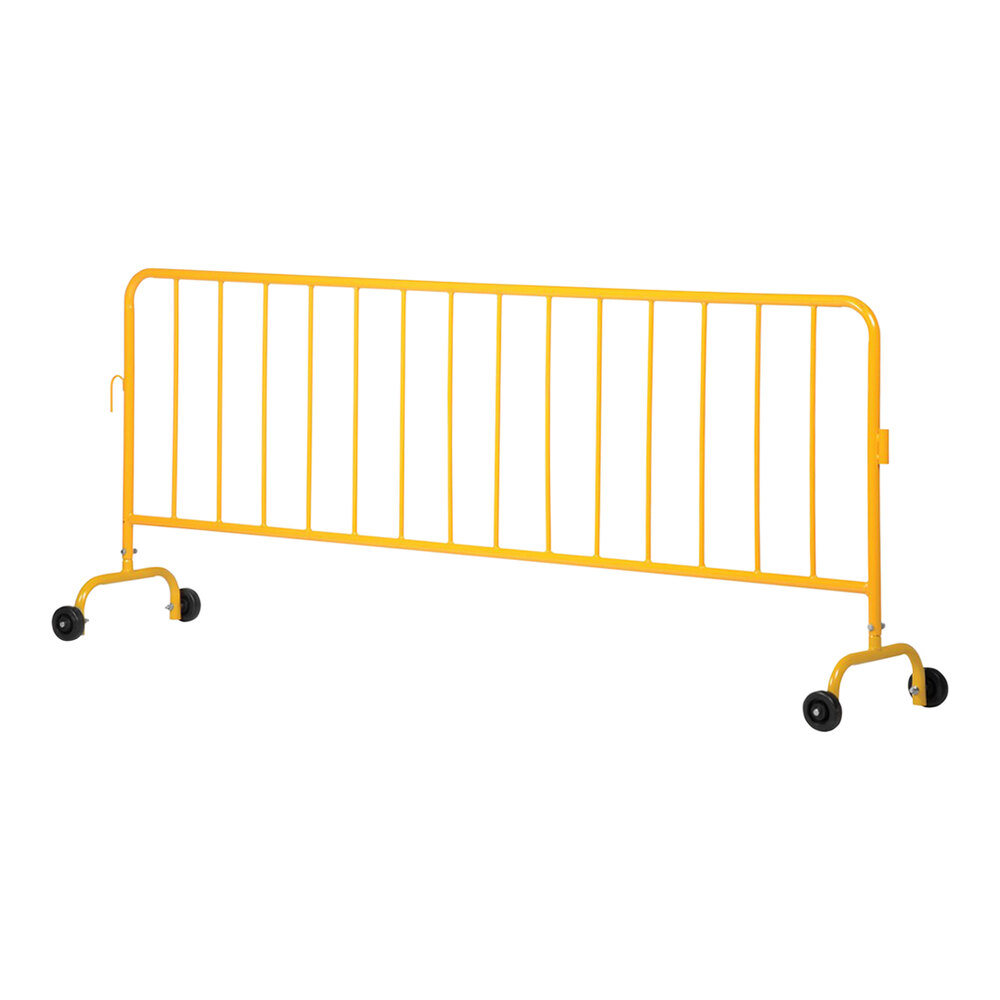 Vestil Yellow Heavy-Duty Steel Crowd Control Barrier with Wheeled Feet PRAIL-102-HD-Y-WW