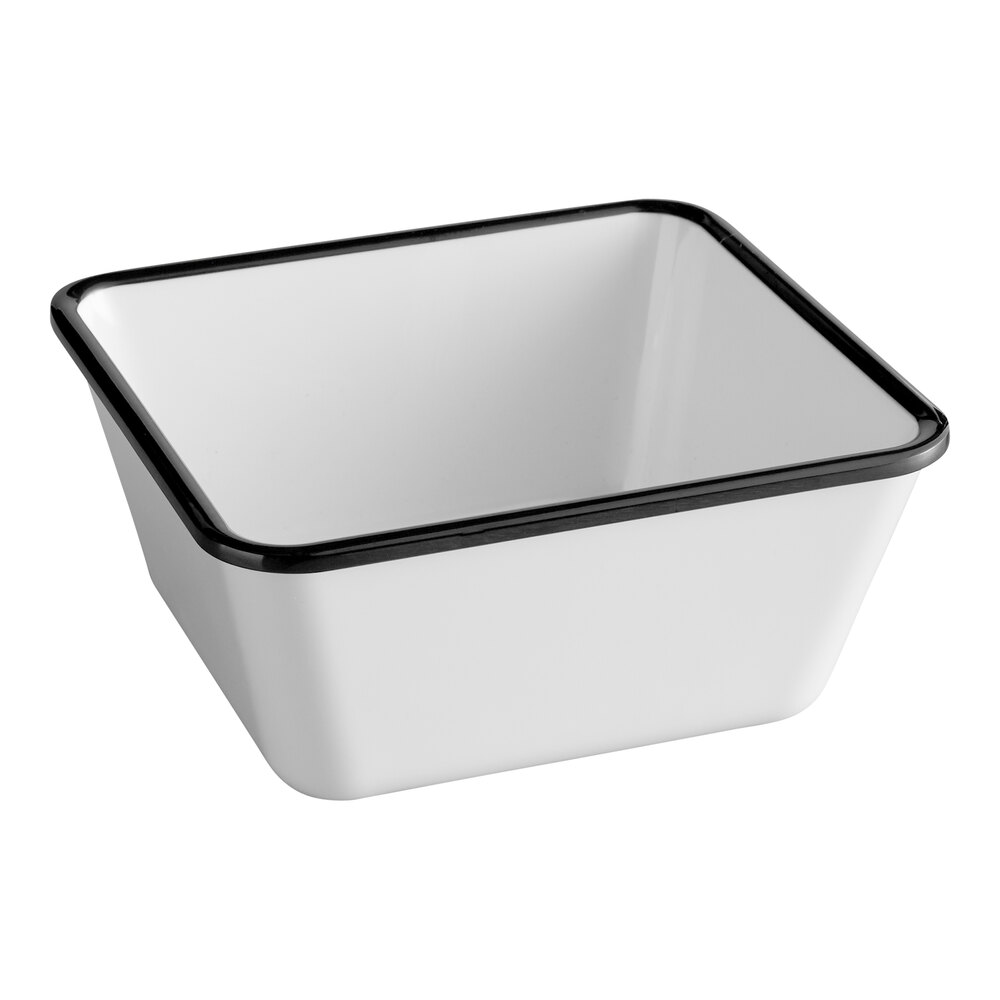 American Metalcraft MRCW7 Endurance 44 oz. Rectangular Black Rimmed Melamine Serving Bowl