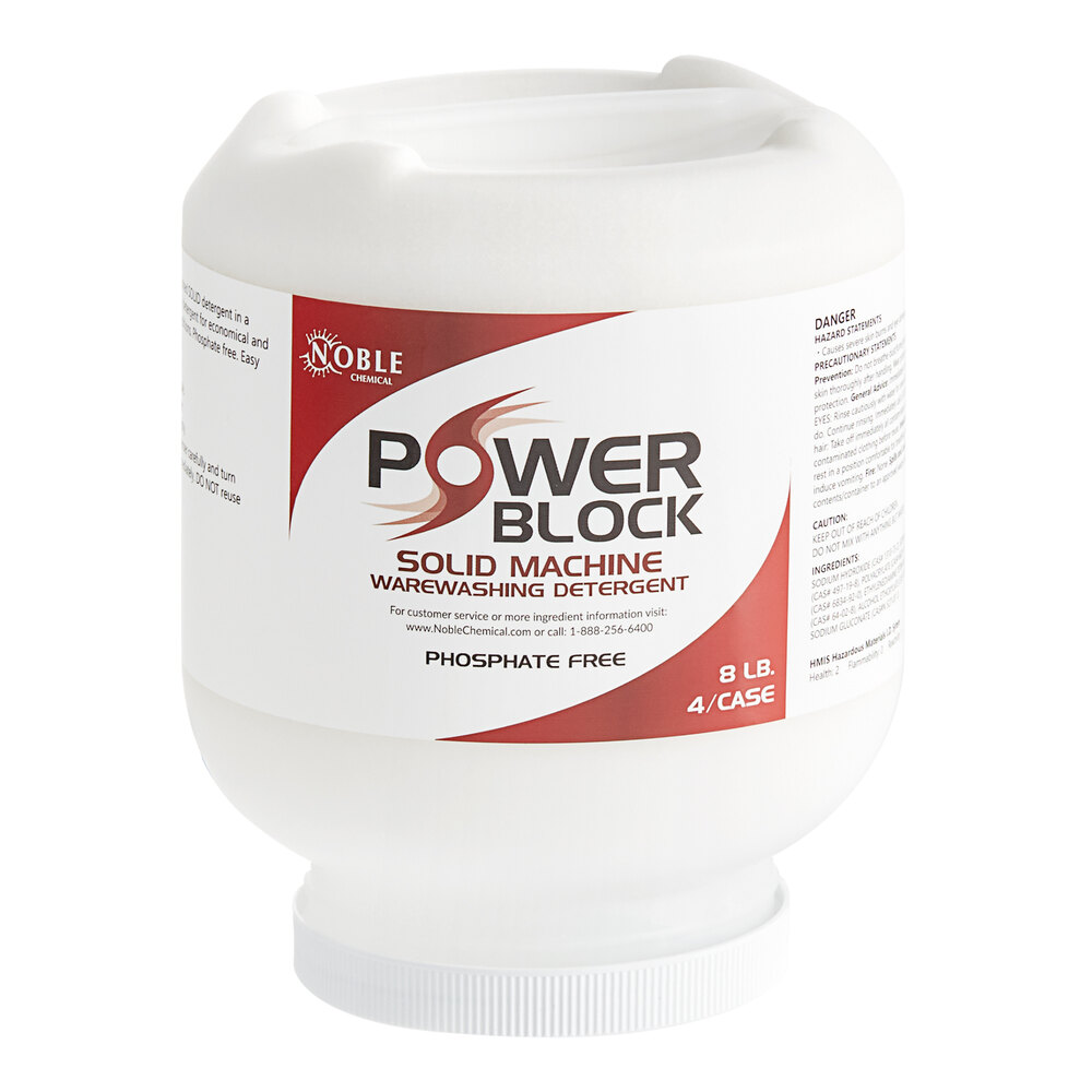 Noble 8 lb. / 128 oz. Power Block Concentrated Solid Dish Machine Detergent - 4/Case