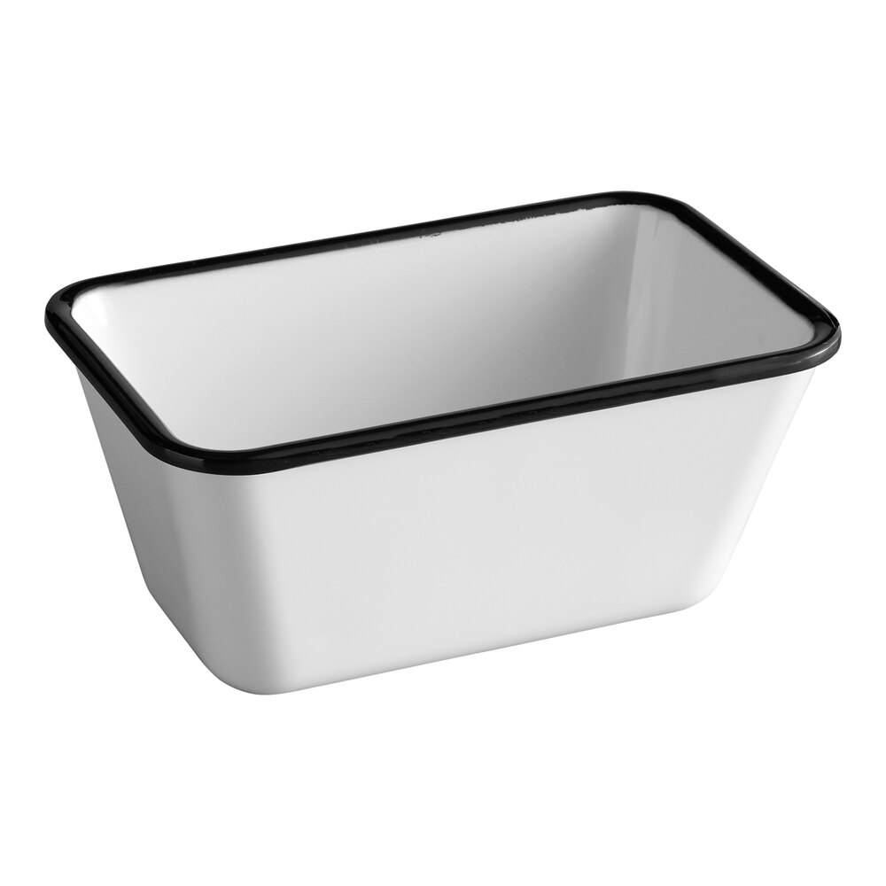 American Metalcraft MRCW6 Endurance 26 oz. Rectangular Black Rimmed Melamine Serving Bowl