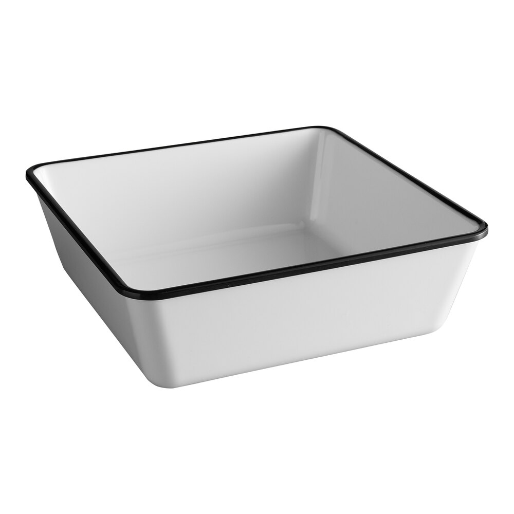 American Metalcraft MRCW9 Endurance 98 oz. Square Black Rimmed Melamine Serving Bowl