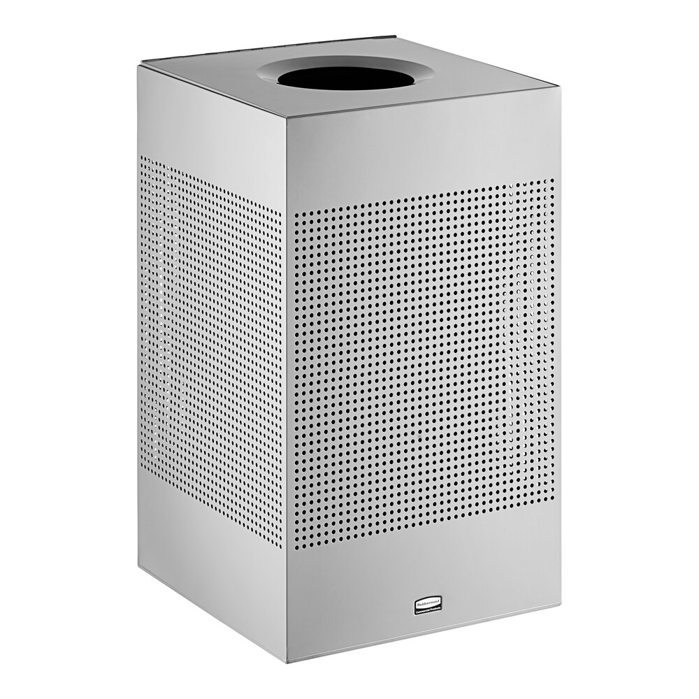 Rubbermaid® FGSC18EPLSM Silhouettes Metallic Silver Steel Designer Square Trash Can - 20 Gallon