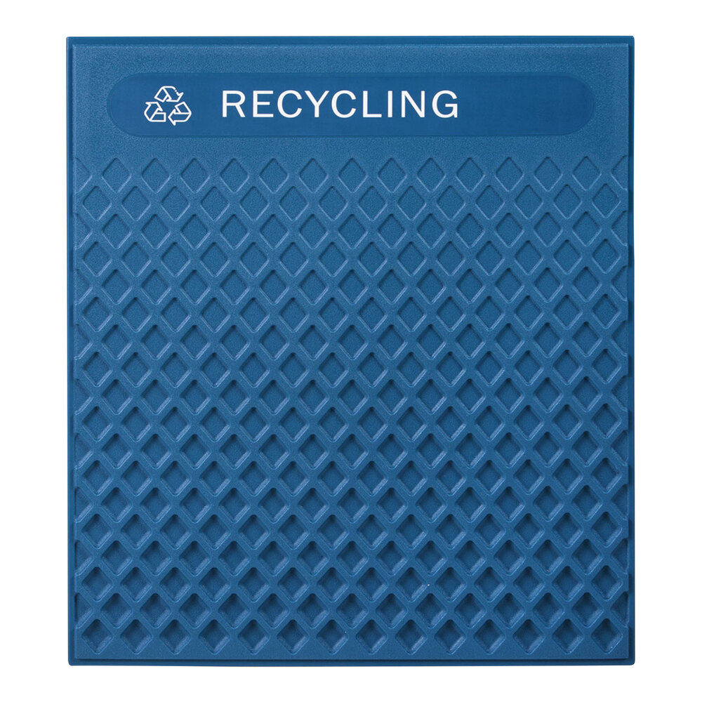 Rubbermaid® 2182677 Blue Resin Medium "Recycling" Decorative Panel for FG39700 and 2182672 - 4/Case