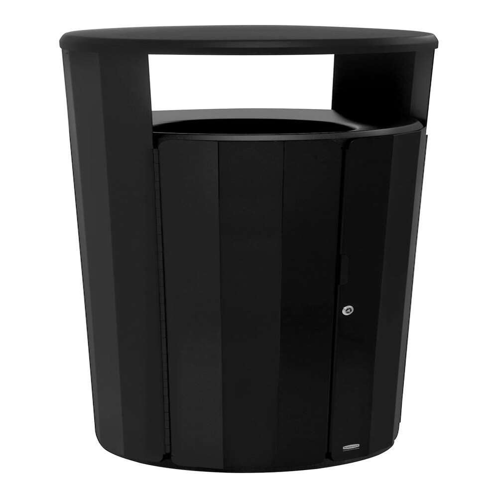 Rubbermaid® Resist® 2185041 33 Gallon Jet Black Metallic Steel Round Single-Stream Outdoor Trash Can