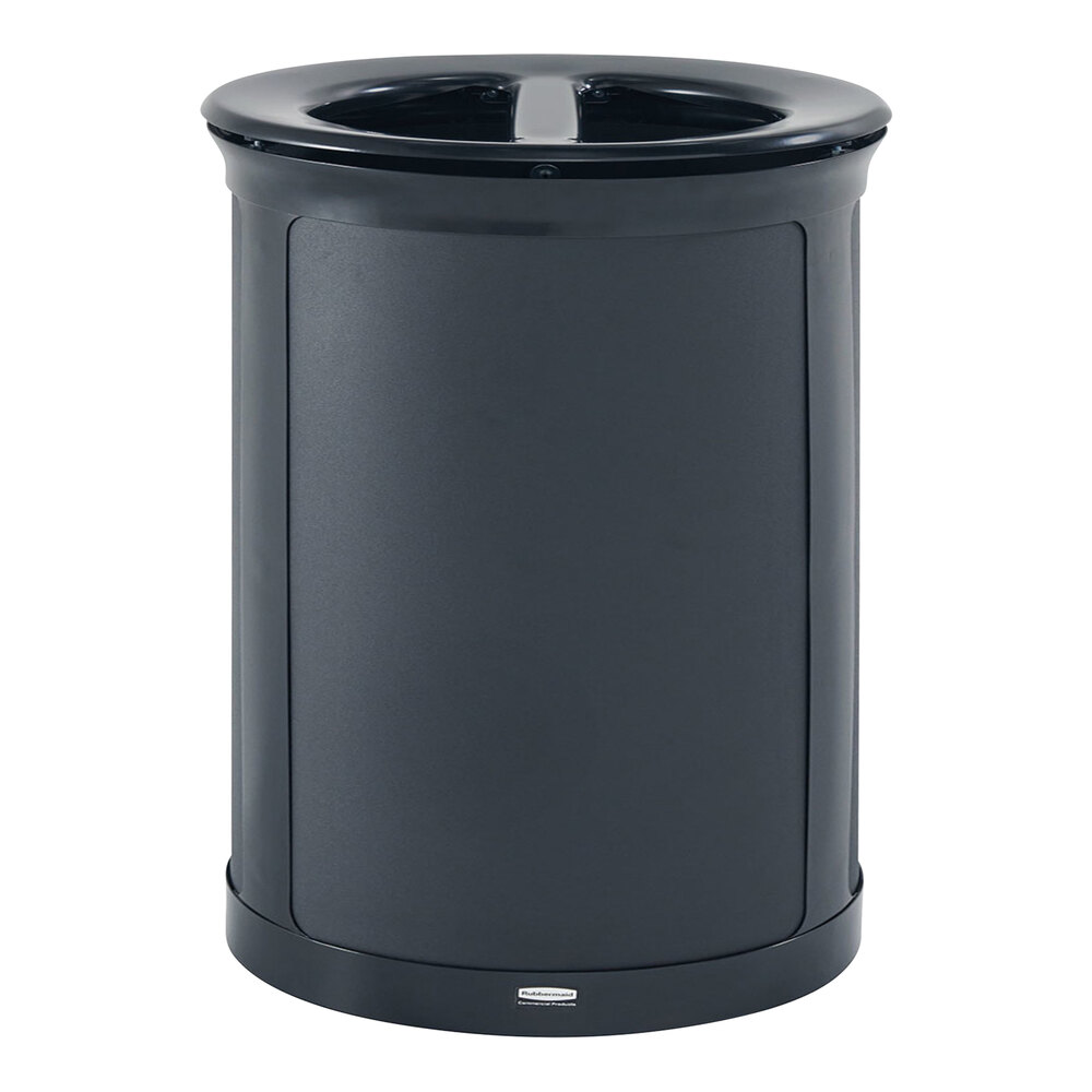 Rubbermaid® Enhance 2172848 33 Gallon Black Round Dual Stream Decorative Trash Can