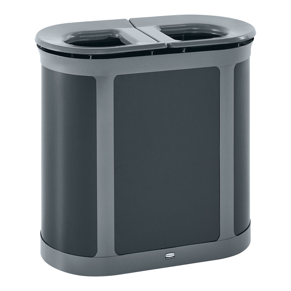 Rubbermaid® Enhance 2172843 46 Gallon Pearl Gray Oval Dual Stream Decorative Trash Can