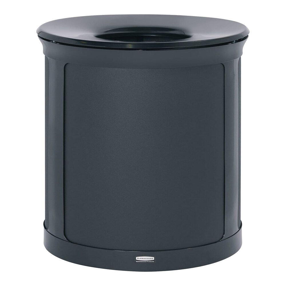 Rubbermaid® Enhance 2172850 23 Gallon Black Round Single Stream Decorative Trash Can