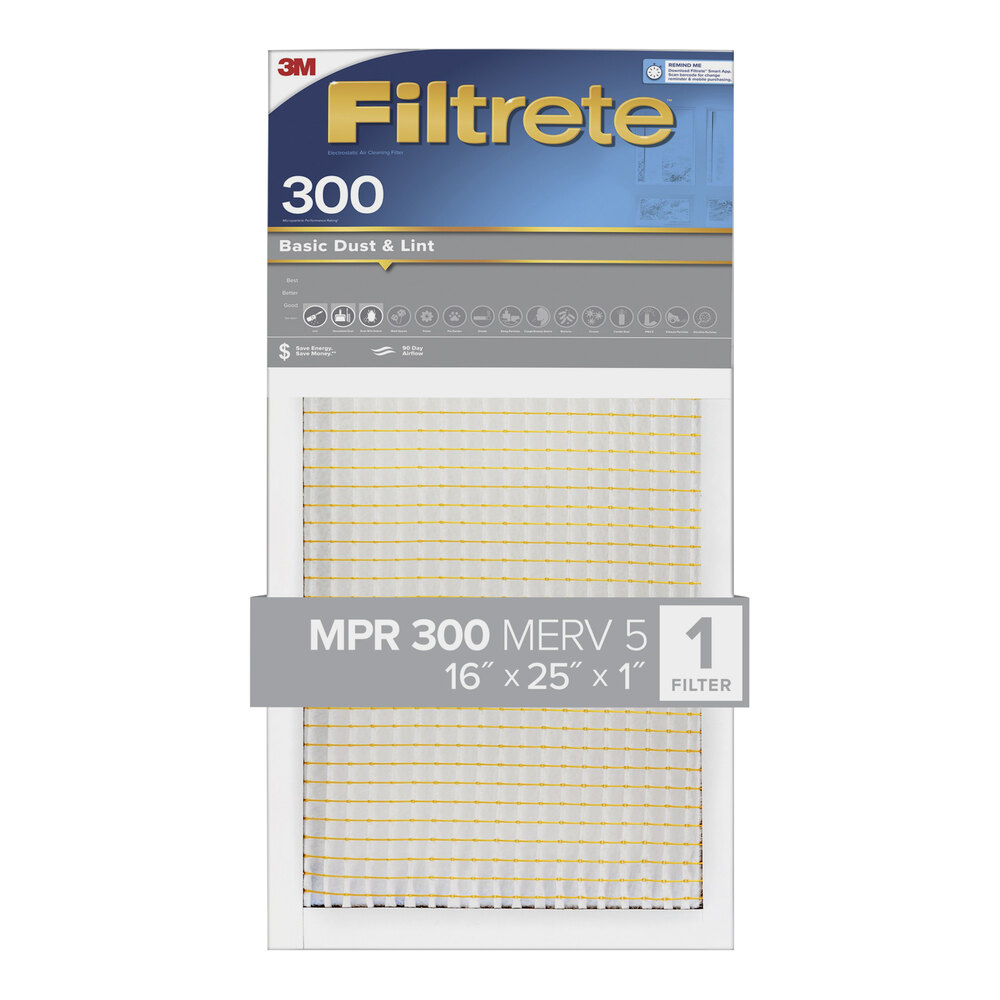 3M Filtrete 16" x 25" x 1" MPR 300 Basic Dust and Lint Air Filter 70006998028
