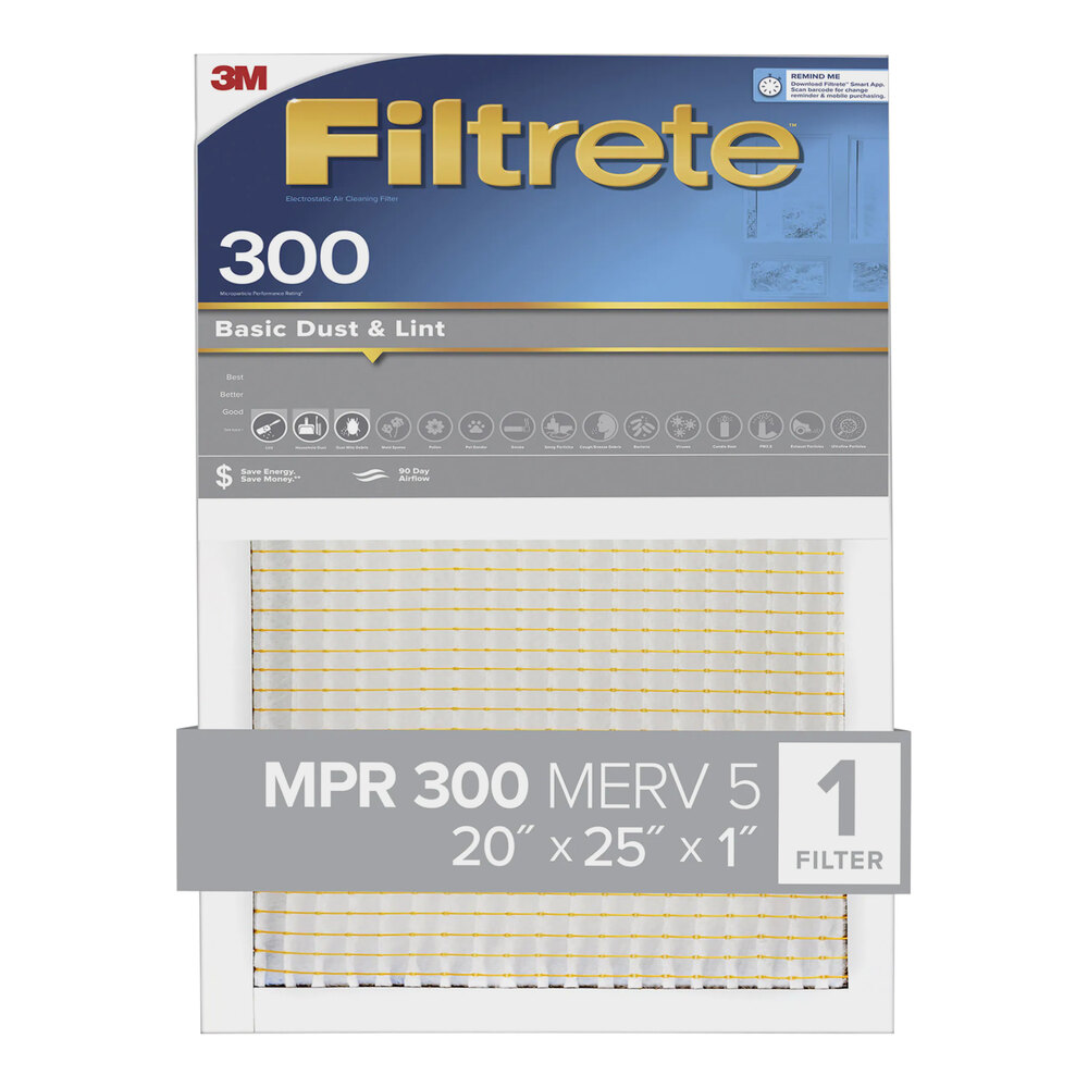 3M Filtrete 20" x 25" x 1" MPR 300 Basic Dust and Lint Air Filter 70006997970