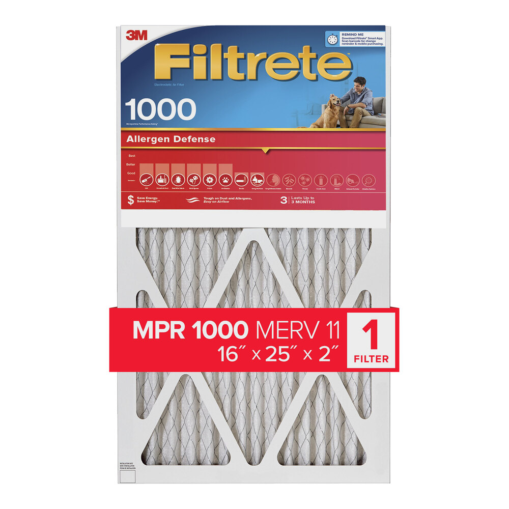 3M Filtrete 16" x 25" x 2" MPR 1000 Allergen Defense Air Filter 70009113278