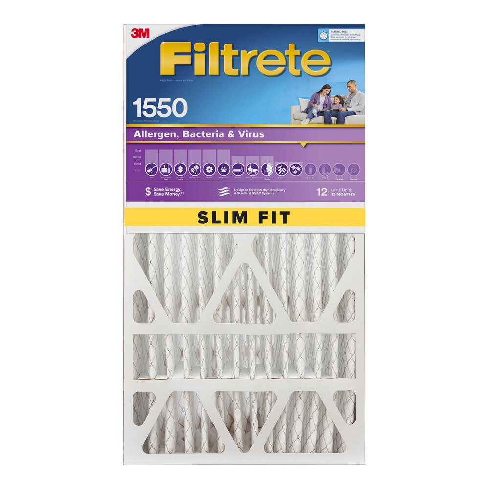 3M Filtrete 16" x 25" x 3 3/4" MPR 1550 Slim Fit Ultra Allergen Reduction Deep Pleat Filter 70006961323
