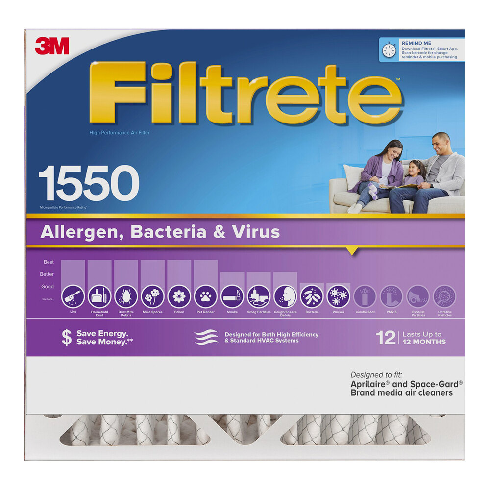 3M Filtrete 20" x 20" x 4" MPR 1550 Ultra Allergen Reduction Deep Pleat Filter 7100097249
