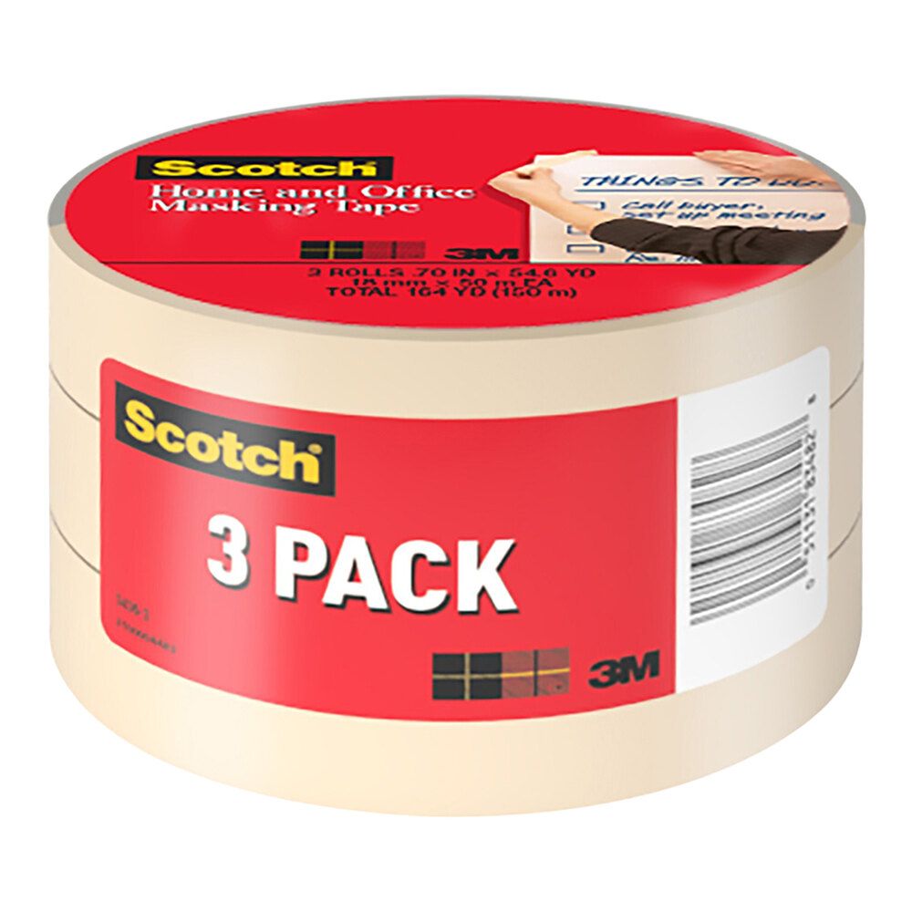 3M Scotch™ 0.70" x 54 5/8 Yard Home and Office Masking Tape 70006951472 - 3/Pack