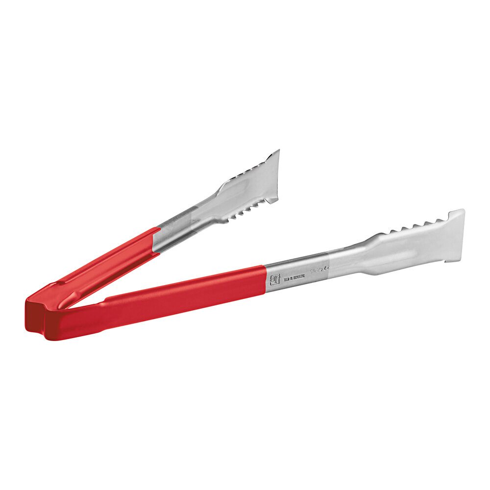 Vollrath 4791240 Jacob's Pride® 12" Stainless Steel VersaGrip Tongs with Red Coated Kool-Touch® Handle