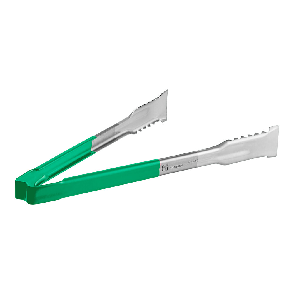 Vollrath 4791270 Jacob's Pride® 12" Stainless Steel VersaGrip Tongs with Green Coated Kool-Touch® Handle