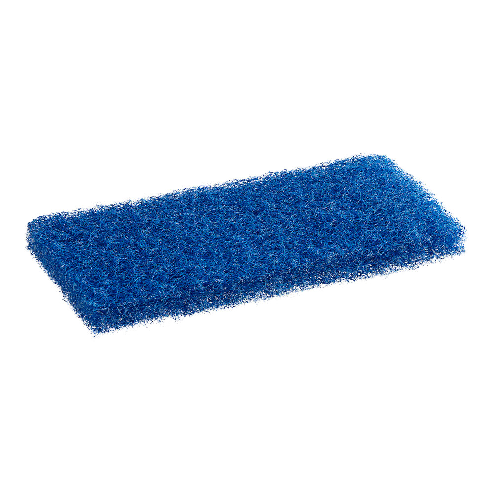 Lavex 10" x 4 1/2" x 1" Blue Multi-Purpose Scouring Pad - 5/Pack