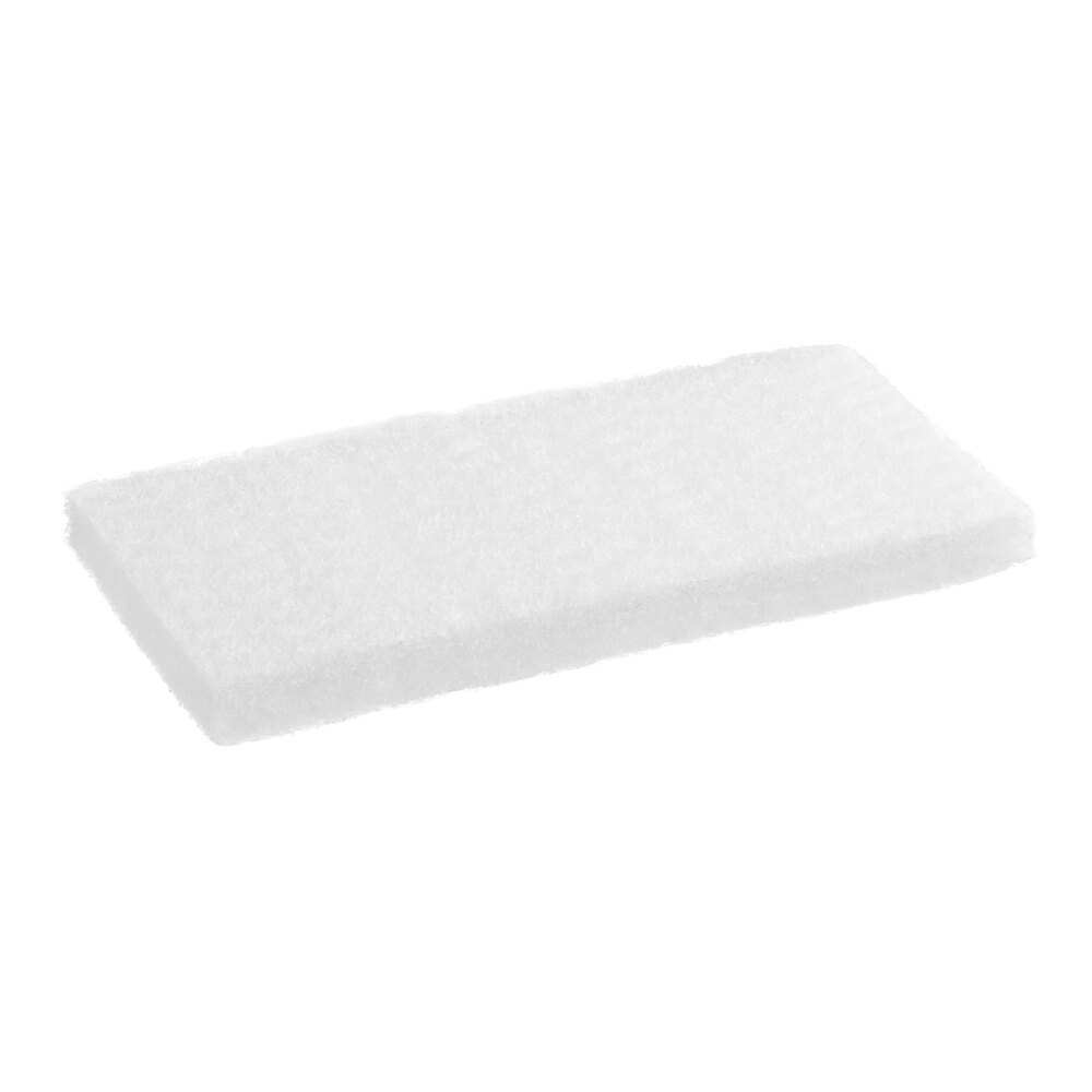 Lavex 10" x 4 1/2" x 1" White Multi-Purpose Scouring Pad - 5/Pack