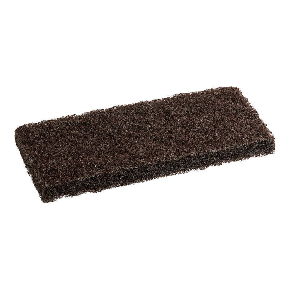 Lavex 10" x 4 1/2" x 1" Brown Multi-Purpose Scouring Pad - 5/Pack