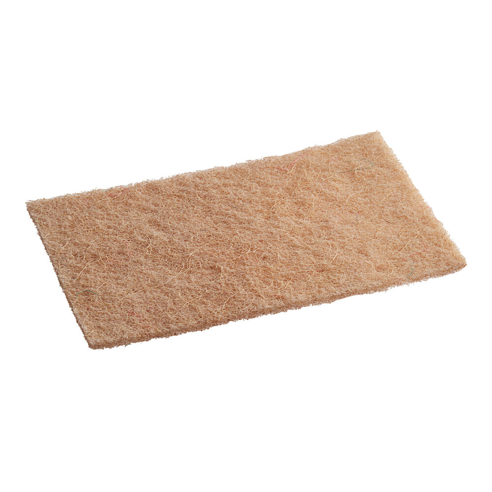 Lavex 9" x 6" x 3/8" Eco Heavy-Duty Sisal Scouring Pad - 10/Pack