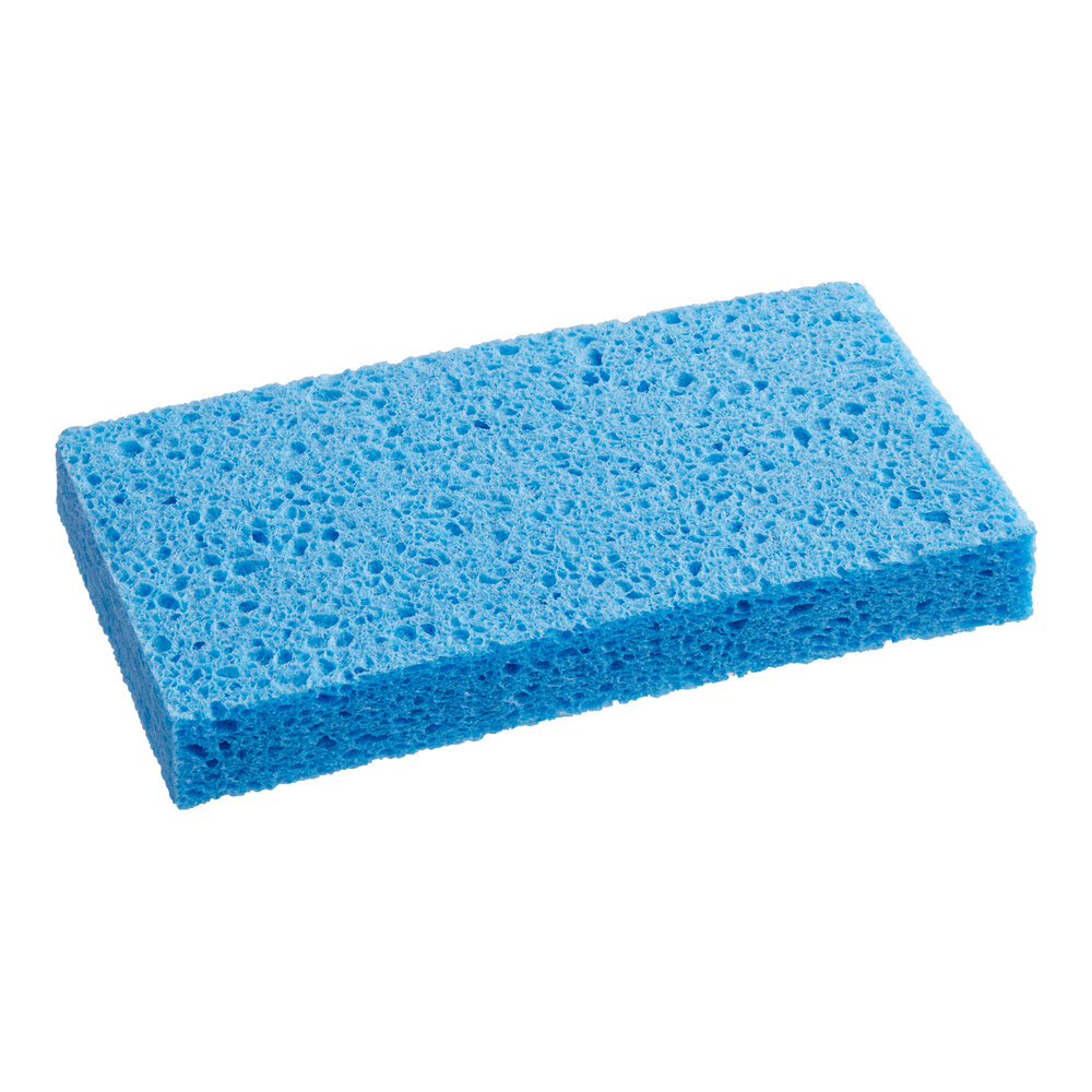 Lavex 6" x 3 1/2" x 3/4" Blue Cellulose Sponge - 6/Pack
