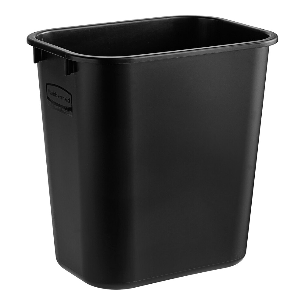 Rubbermaid® FG295500BLA 13 Qt. / 3.25 Gallon Black Rectangular Wastebasket / Trash Can