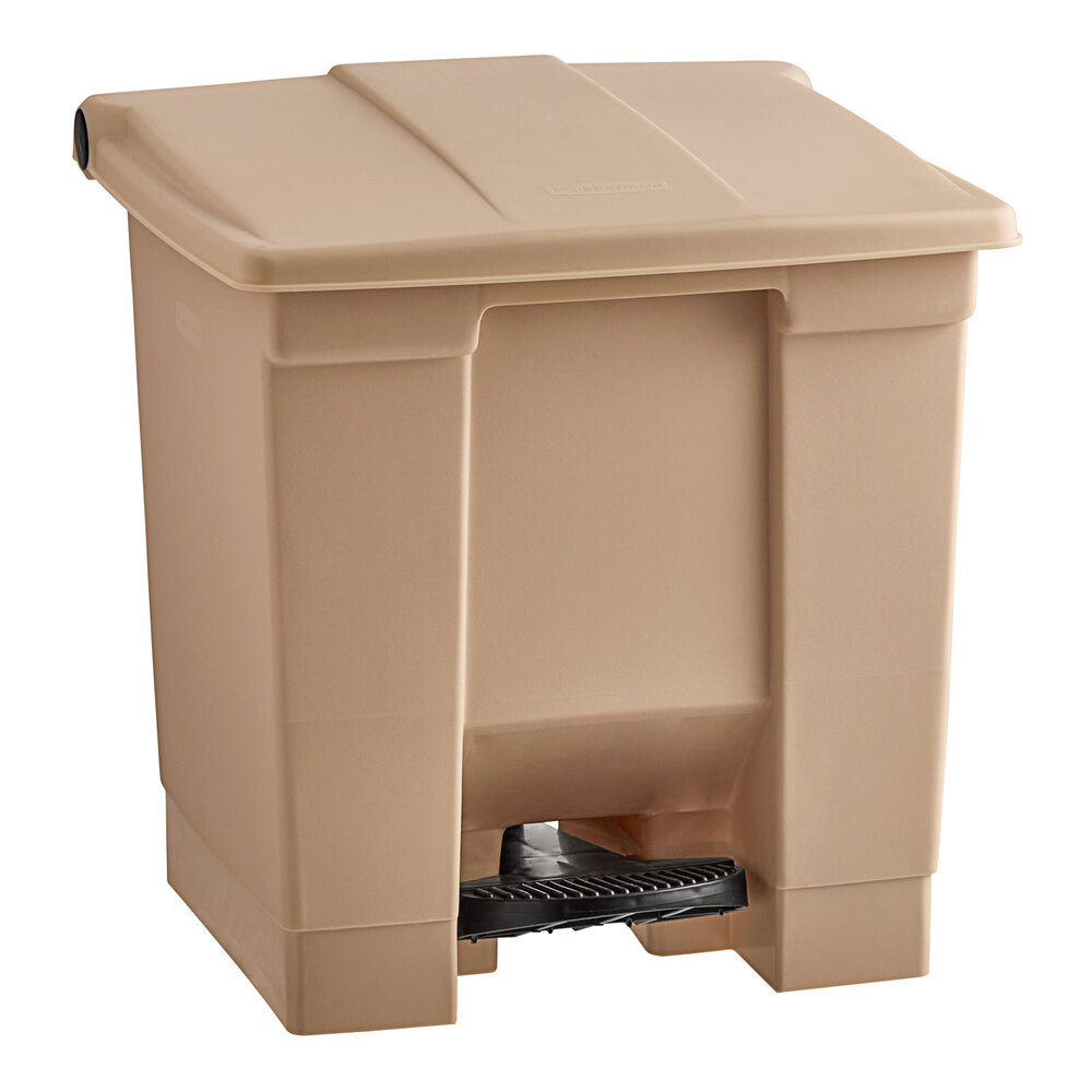 Rubbermaid® FG614300BEIG Beige Rectangular Plastic Step-On Container 32 Qt. / 8 Gallon