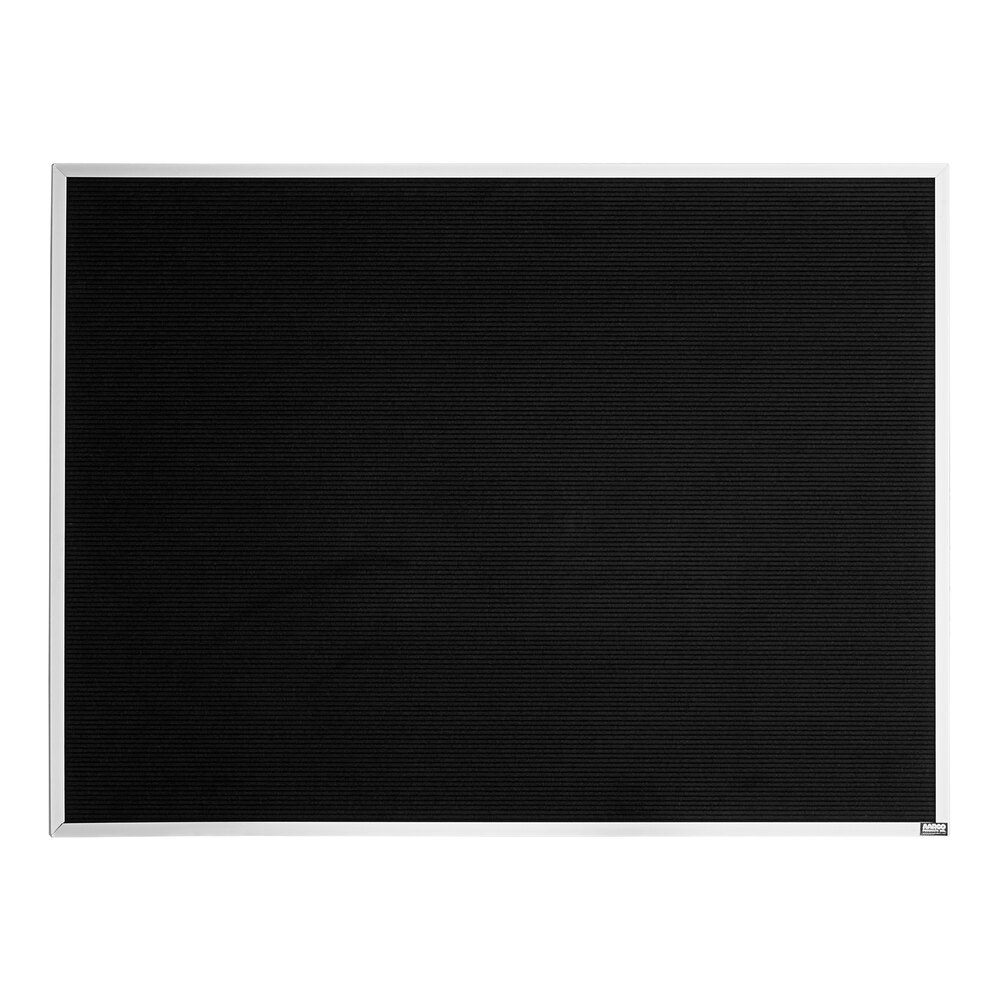 Aarco BOFD3648L 36" x 48" Black Felt Open Face Horizontal Indoor Message Board with Aluminum Frame and 3/4" Letters