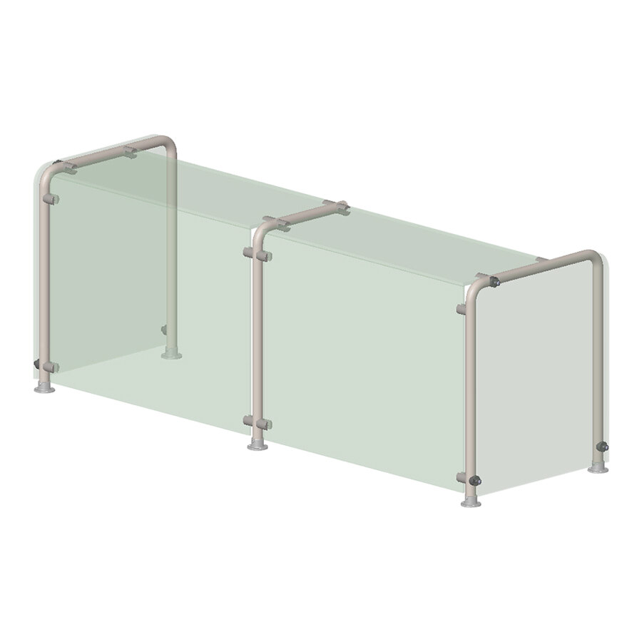 Vollrath N98650 45" Contemporary Style Single-Sided Cafeteria Three Well Breath / Sneeze Guard with Top Shelf