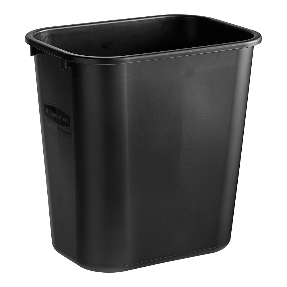Rubbermaid® FG295600BLA 28 Qt. / 7 Gallon Black Rectangular Wastebasket / Trash Can