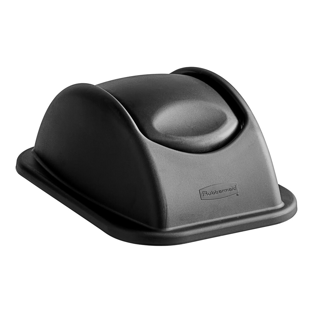 Rubbermaid® FG306600BLA Untouchable 28 Qt. / 7 Gallon Black Rectangular Soft Wastebasket Dome Swing Lid