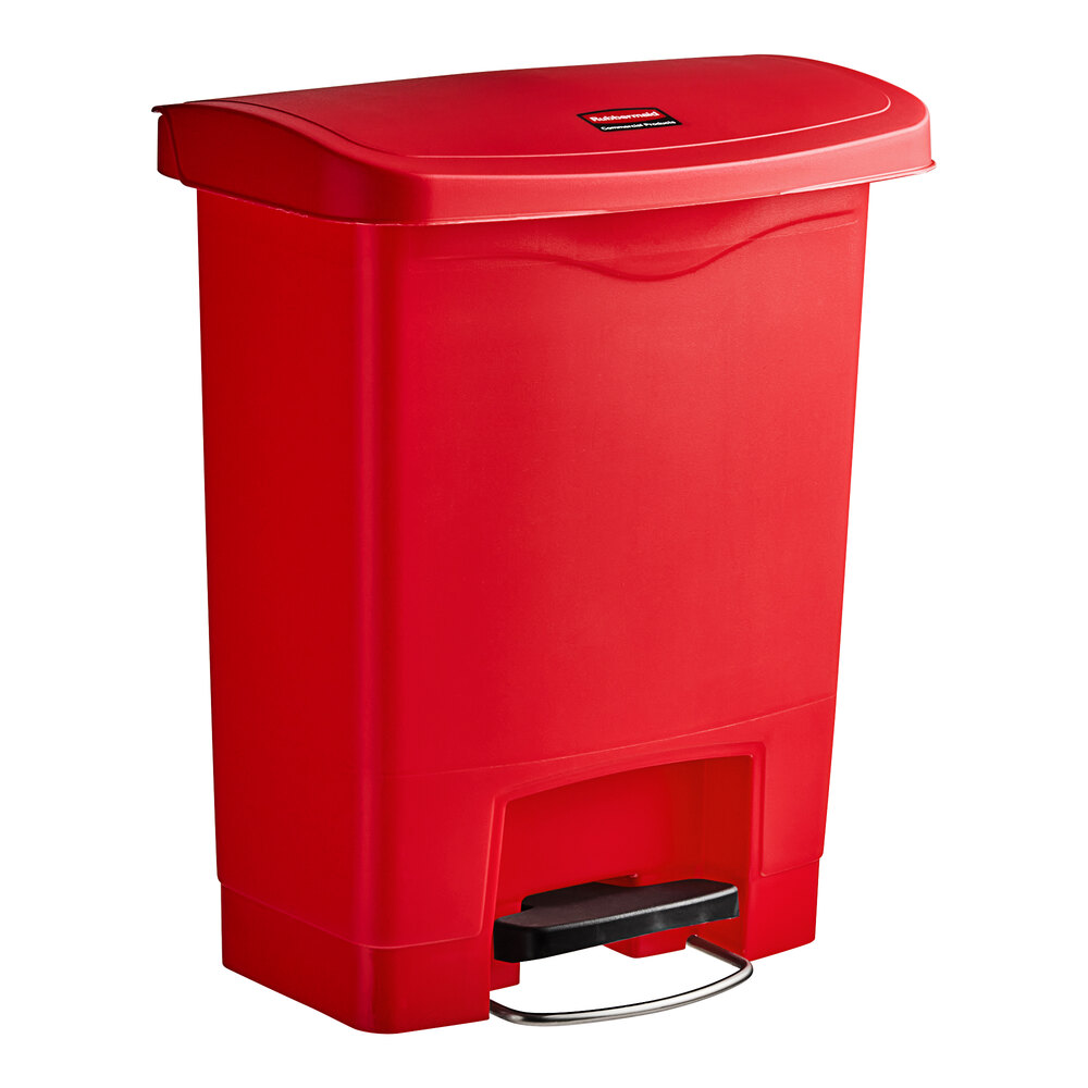 Rubbermaid® 1883564 Slim Jim Resin Red Rectangular Front Step-On Trash Can - 32 Qt. / 8 Gallon