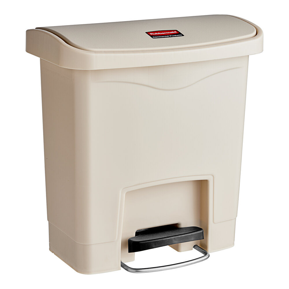 Rubbermaid® 1883455 Slim Jim Resin Beige Rectangular Front Step-On Trash Can - 16 Qt. / 4 Gallon