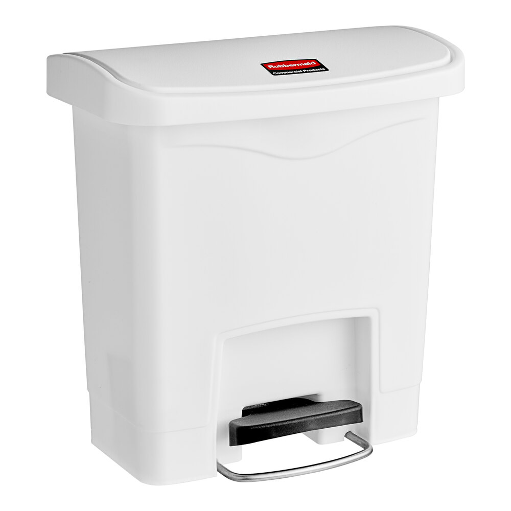 Rubbermaid® 1883554 Slim Jim Resin White Rectangular Front Step-On Trash Can - 16 Qt. / 4 Gallon