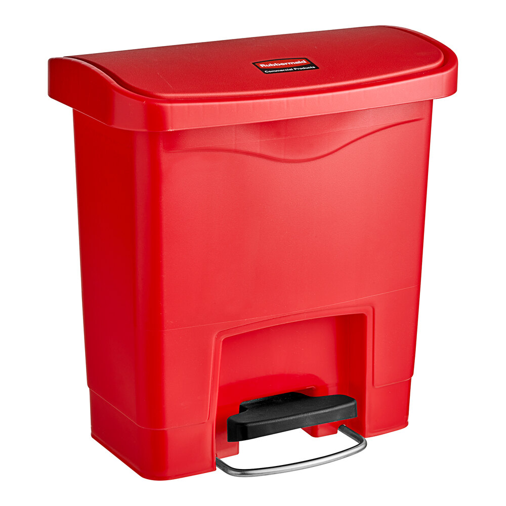 Rubbermaid® 1883563 Slim Jim Resin Red Rectangular Front Step-On Trash Can - 16 Qt. / 4 Gallon