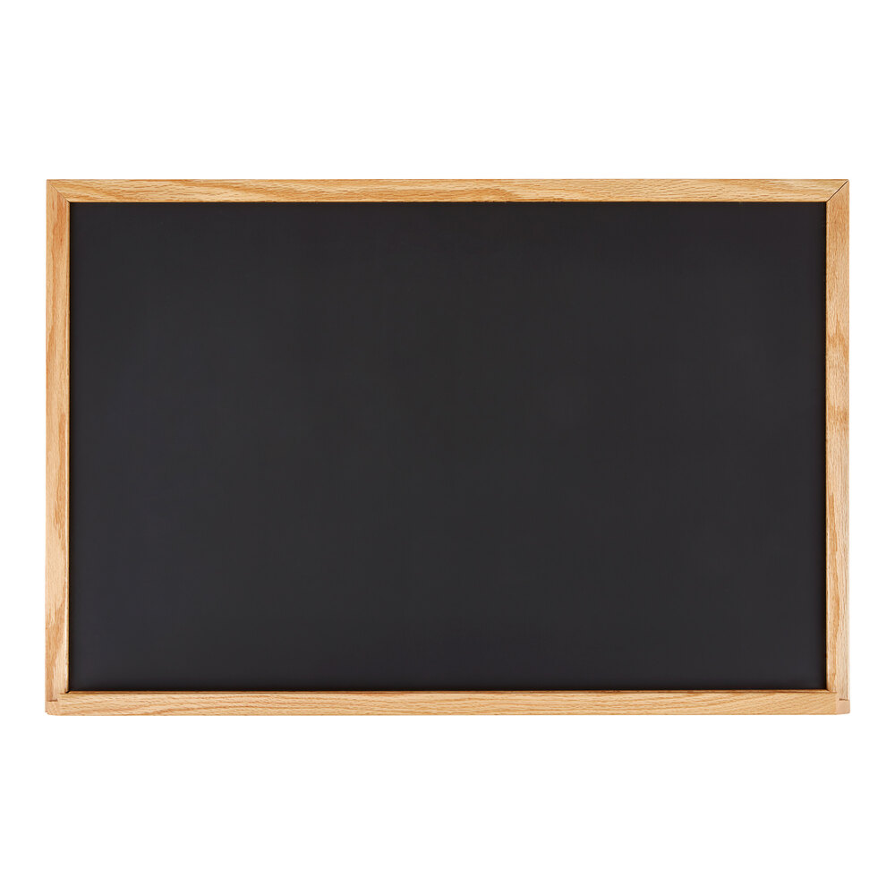 Aarco OC2436B 24" x 36" Black Solid Oak Wood Frame Slate Composition Chalkboard