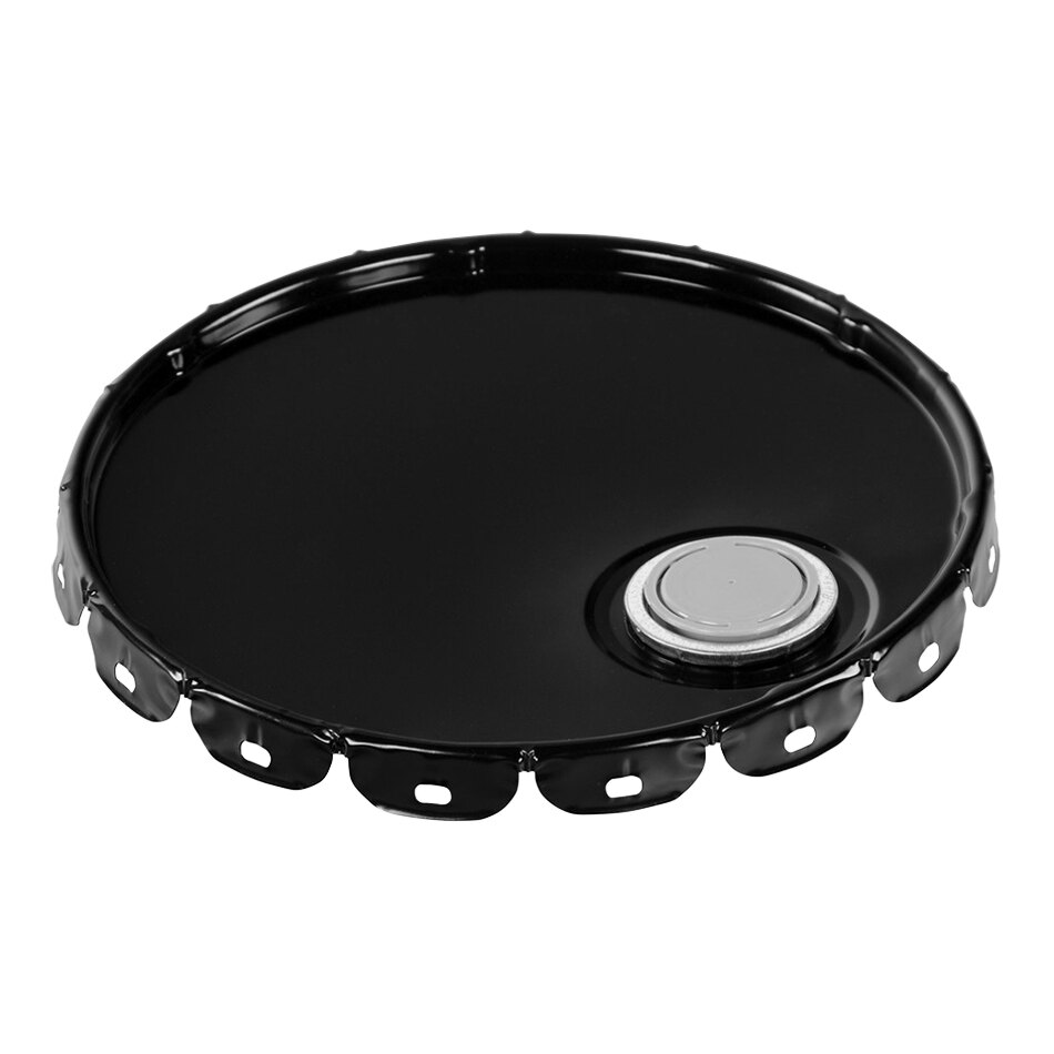 Vestil LID-STL-S Black Steel Lid with Spout for PAIL-STL-RI