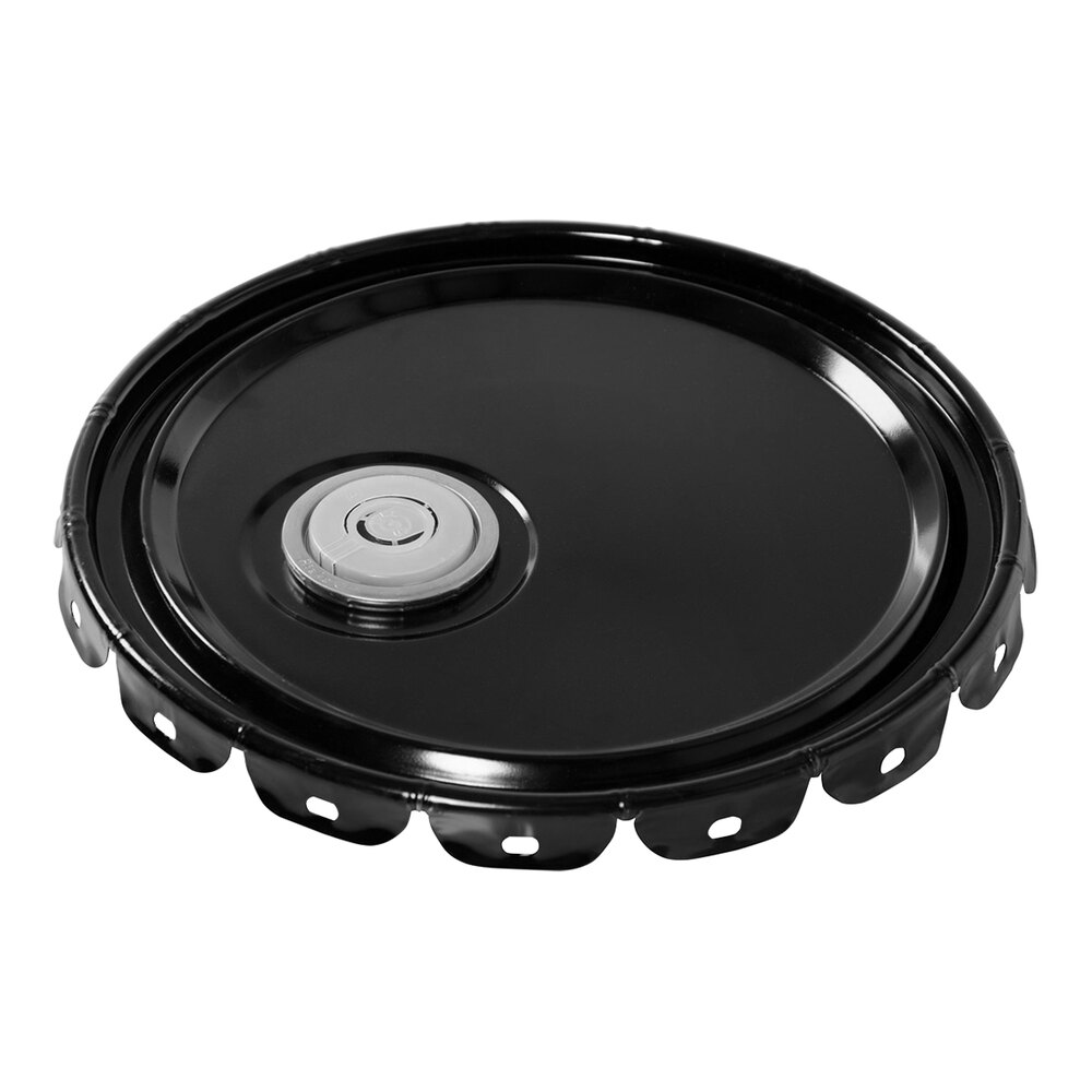 Vestil LID-STL-S-UN Black Steel Lid with Spout for PAIL-STL-RI-UN