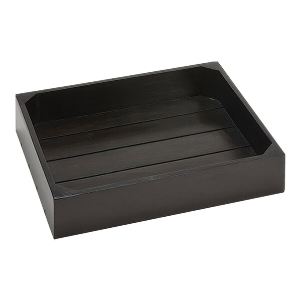 American Metalcraft Upton Collection 12 3/8" x 10 1/4" x 2 1/2" Half Size Espresso Wood Crate