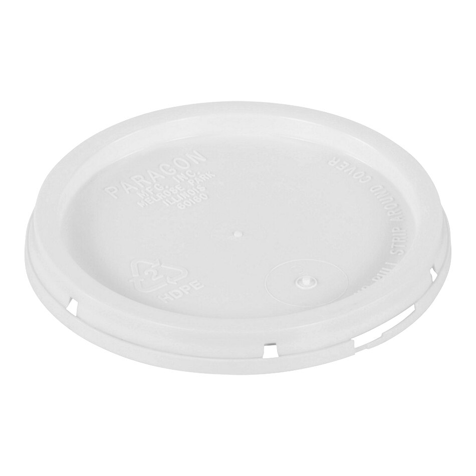 Vestil LID-1-PWT White HDPE Tear Tab Lid for PAIL-1-PWP