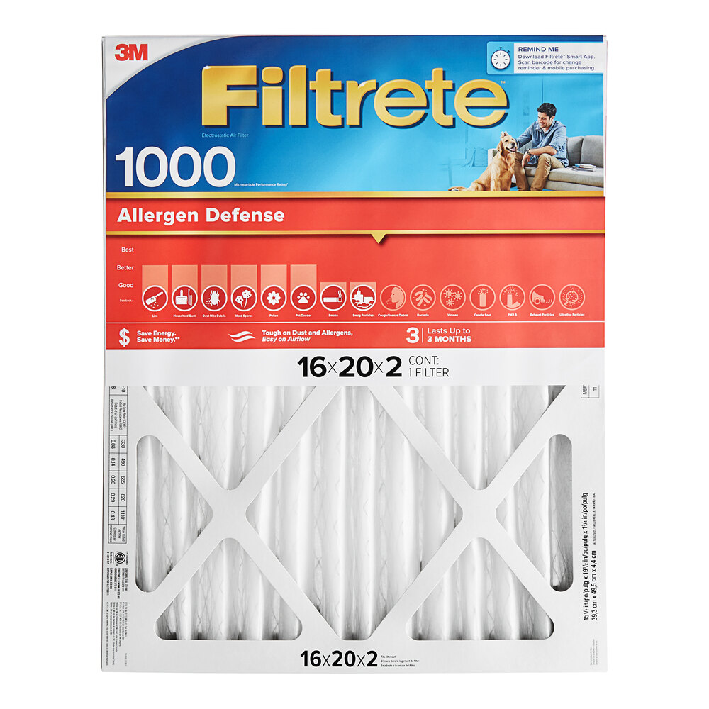 3M Filtrete 16" x 20" x 2" MPR 1000 Allergen Defense Air Filter 70009113260